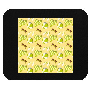 Discover Relaxing beach pattern with sunglasses and sun hat Mouse Pads