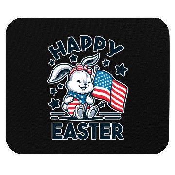Discover Easter Bunny with American Flag - Happy Easter Mouse Pads