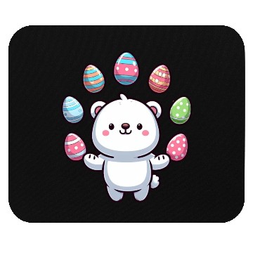 Discover Cartoon Polar Bear Easter Egg Design Mouse Pads