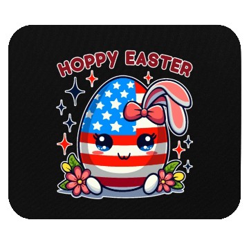 Discover Hoppy Easter - American Flag Easter Egg Bunny Ears Mouse Pads