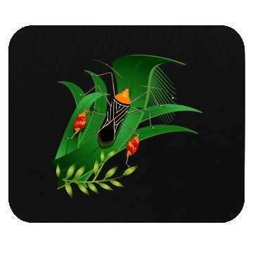 Discover Anisoscelis alipes leaf-footed bug and green leave Mouse Pads