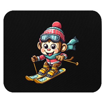 Discover Monkey Chimpanzee Skier Winter Vacation Design Mouse Pads