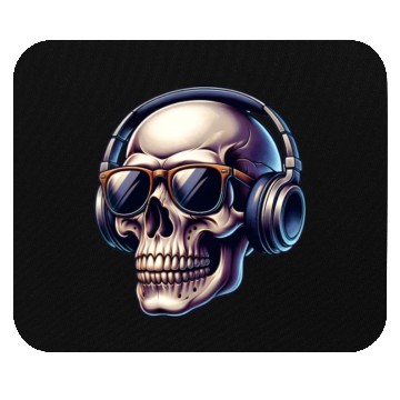 Discover skull wearing headphone Mouse Pads