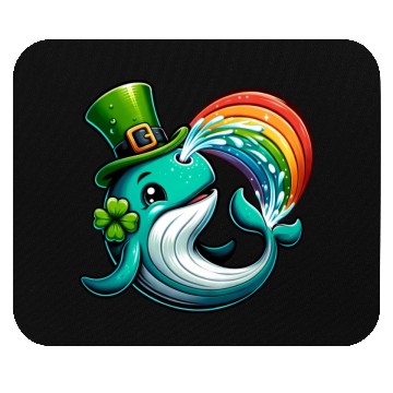 Discover St. Patrick's Day Whale Cartoon Mouse Pads