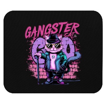 Discover gangster cat neon design Mouse Pads