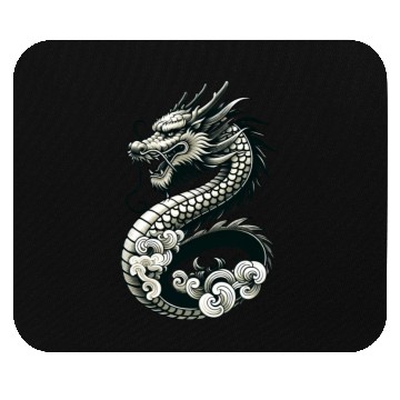 Discover Moonlit Serenity of the Silver Dragon Mouse Pads