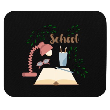 Discover School print with plants open book and eyeglasses Mouse Pads