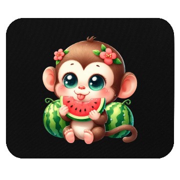 Discover Monkey Eating Watermelon Mouse Pads
