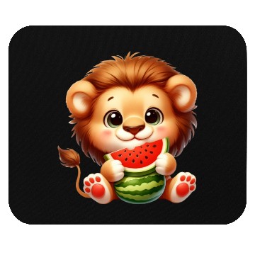 Discover Lion Eating Watermelon Mouse Pads