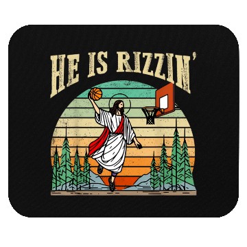 Discover He Is Rizzin Funny Basketball Easter Christian Mouse Pads