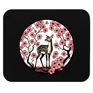 Discover Spring Fawn Deer Dogwood Mouse Pads