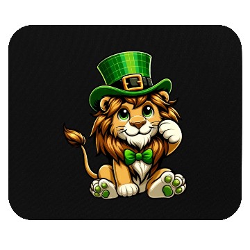 Discover Cute Lion St. Patrick's Day Cartoon Mouse Pads