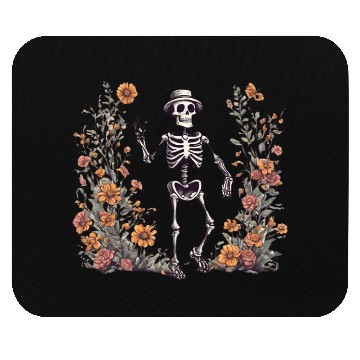 Discover Skeleton in a hat and flowers Mouse Pads