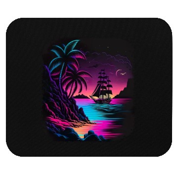 Discover Retro Sunset Sailboat Tropical Beach For a Mouse Pads