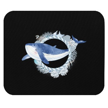 Discover blue whale fish in coral reef in watercolor style Mouse Pads