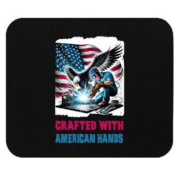 Discover Crafted With American Hands USA Flag Eagle Welder Mouse Pads