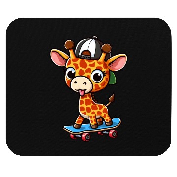 Discover Cheeky Skater Giraffe on Skateboard Mouse Pads