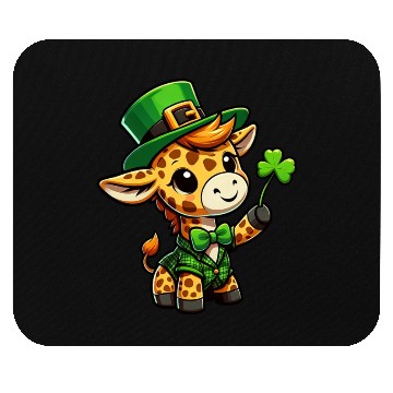 Discover St. Patrick's Day Giraffe Cartoon Mouse Pads