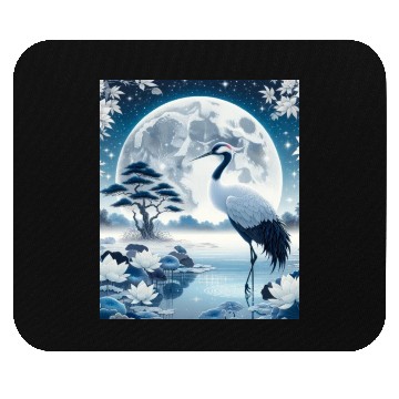 Discover Elegance in Solitude Japanese Crane Single Mouse Pads