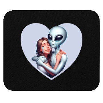 Discover Heartwarming Embrace: Human and Alien Mouse Pads