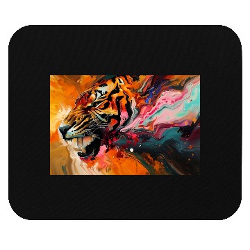Discover Tiger On Abstract Colorful Background Wall Art Mouse Pads