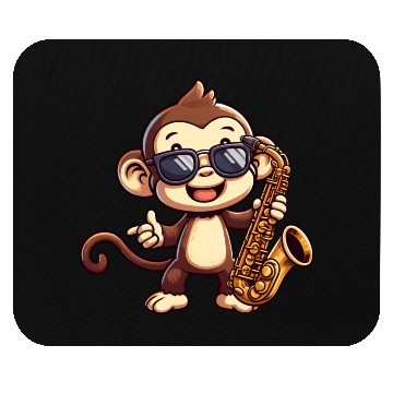 Discover Jazz Saxophone Monkey Chimpanzee Music Lover Mouse Pads