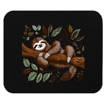 Discover A sloth is sleeping on a tree branch Mouse Pads .