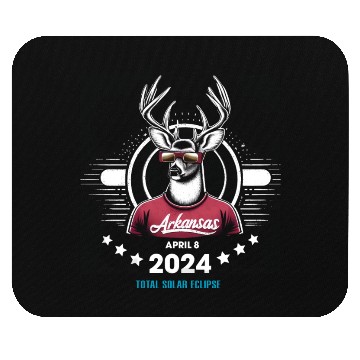 Discover Arkansas Solar Eclipse 8 April 2024, White-Deer Mouse Pads