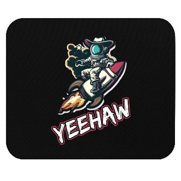 Discover Space Cowboy Riding a Rocket with Yeehaw Slogan Mouse Pads