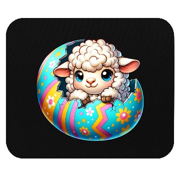 Discover Colorful Lamb Hatching from Easter Egg Cartoon Mouse Pads