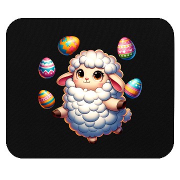 Discover Colorful Easter Egg Juggling Lamb Cartoon Mouse Pads