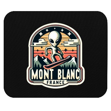 Discover Mont blanc chamonix french alps Alien on snowboard Mouse Pads
