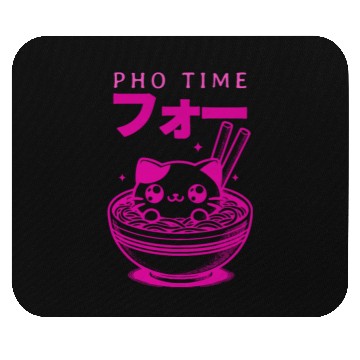 Discover Pho Time Pink Cute Kitten in a Bowl Mouse Pads
