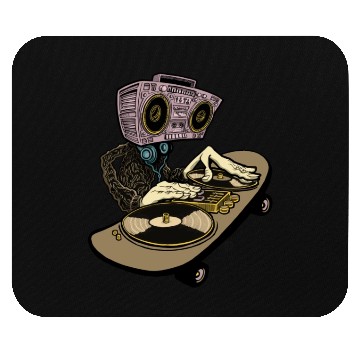 Discover two turntables and a skateboard Mouse Pads