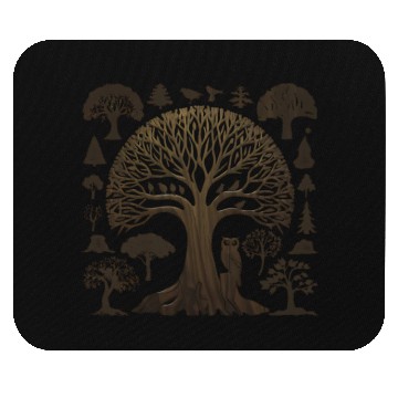 Discover trees, owl, and birds Mouse Pads