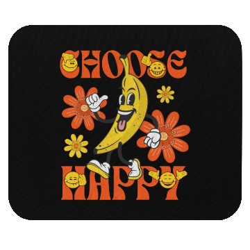 Discover Choose Happy Retro Banana Mascot Mouse Pads