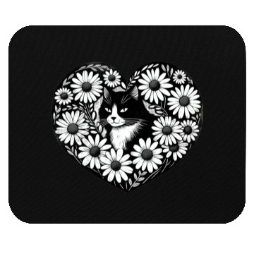 Discover Tuxedo Cat Daisy Mouse Pads
