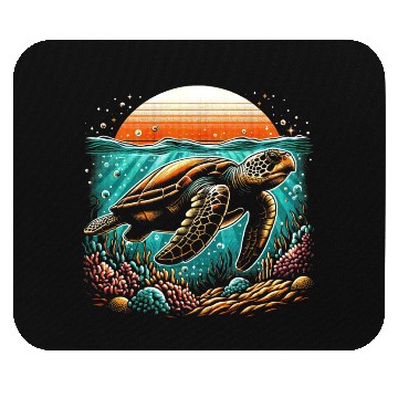 Discover turtle swimming on the seabed 2 Mouse Pads