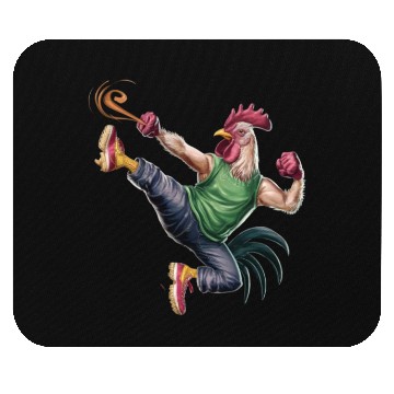 Discover "Rooster Kick: Feathered Fury Design" Mouse Pads