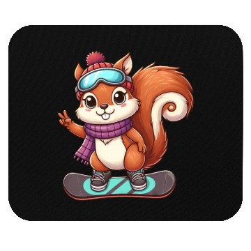Discover Snowboarding Squirrel Winter Adventure Mouse Pads