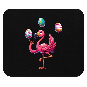 Discover Flamingo Juggler with Colorful Easter Eggs Mouse Pads