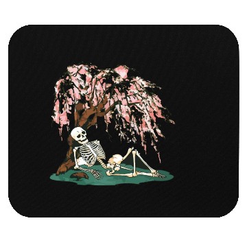Discover Skeleton in Repose Under a Cherry Blossom Tree Mouse Pads