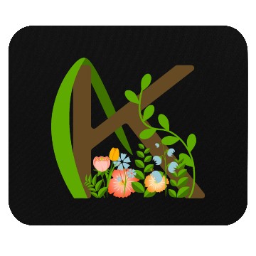 Discover Capital letter K monogram and wildflowers Mouse Pads