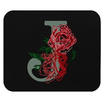 Discover Capital letter J monogram and contour rose flowers Mouse Pads