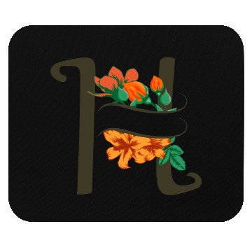 Discover Capital letter H monogram with roses and lily Mouse Pads