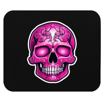 Discover cool tribal pink Mexican skull Mouse Pads