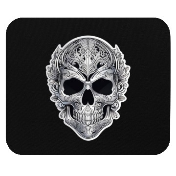 Discover Mexican tribal silver metallic skull Mouse Pads