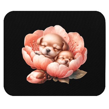 Discover Puppies Sleeping In Flower Mouse Pads