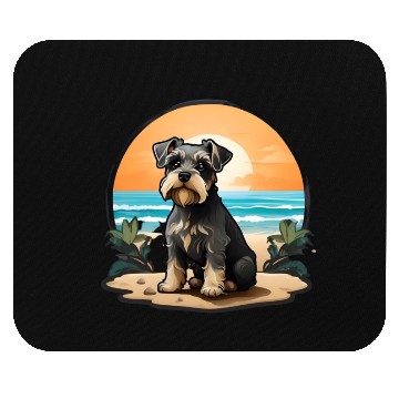 Discover A miniature schnauzer dog in the beach Mouse Pads