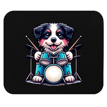 Discover Cool Border Collie Drummer Puppy Design Mouse Pads